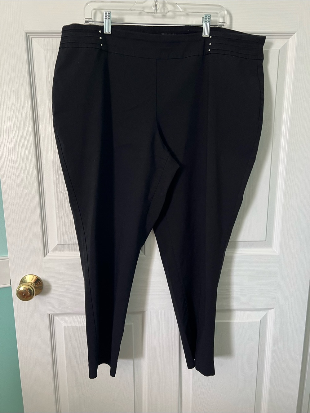 JM Collection Black Ponte Slim Ankle Trousers petite